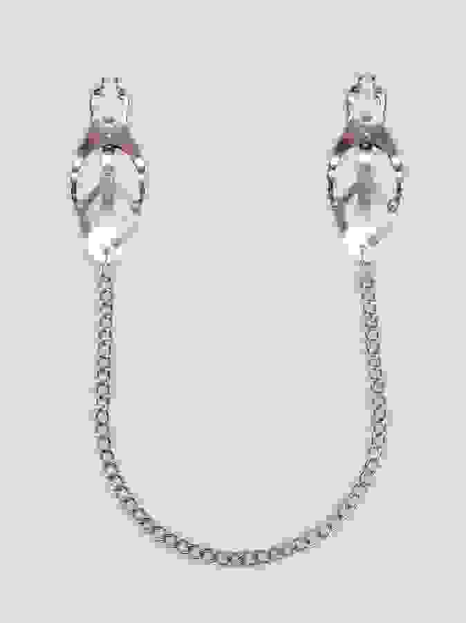 Bondage Boutique Squeeze and Tease Nipple Clamps, Silver, hi-res